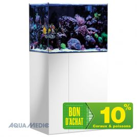 AquaMedic Armatus 250 Blanc aquarium d'eau de mer complet avec système de filtration + 107.90€ en bon d'achats de vivant