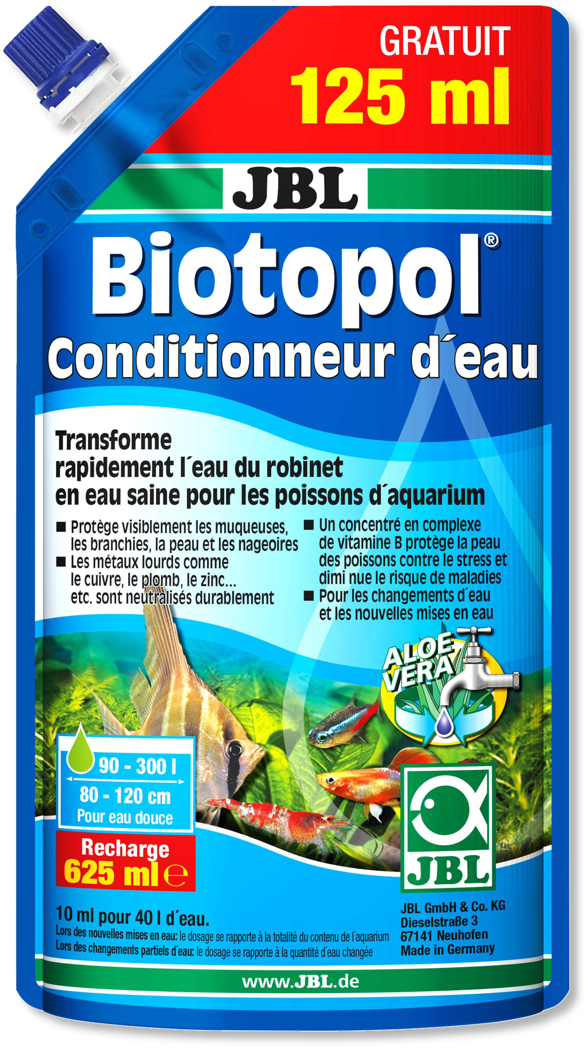 JBL Biotopol 500+125ml gratuits - Recharge conditionneur eau aquarium