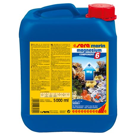 Sera marin component 6 magnesium 5 litres contient du magnésium, un élément essentiel. 62,50 €