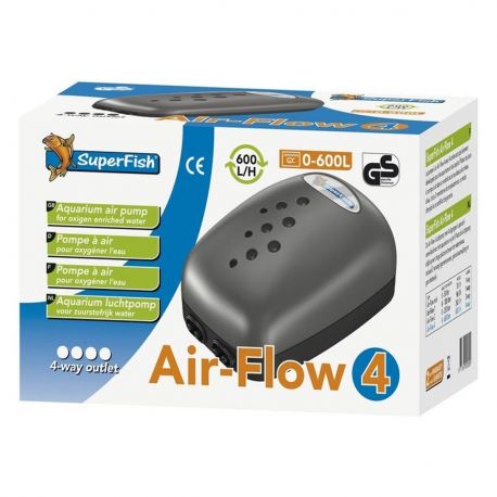 Superfish pompe à air Air-Flow 4 600l/h pour aquarium de 600 litres (4 sorties) 