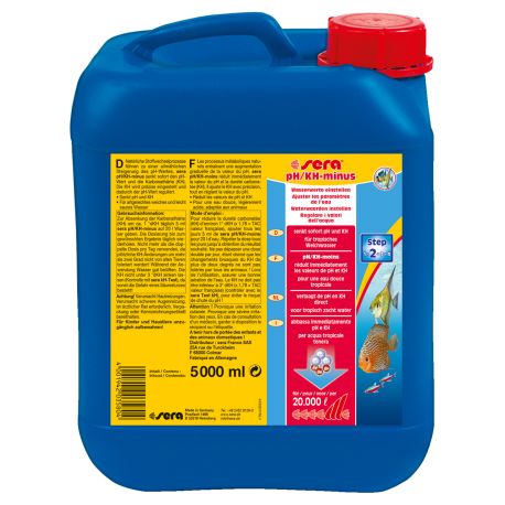 Sera pH/KH-minus 5000ml suffisant pour : 20.000 litres 