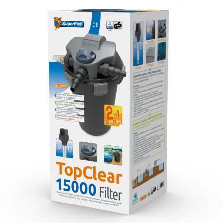 Superfish filtre TopClear 15000 pour bassin de 15.000 litres d'eau avec UVC-11W 