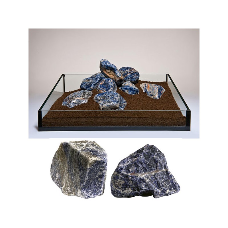 Pierre Bleu sodalite, pour aquarium: bleu strié de blanc