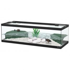 Aquatlantis  tortum 100 cuve à tortues (Avec filtre interne) dimension (cm) 100x40x30 couleur noir (sans éclairage)