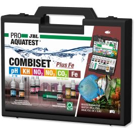 JBL Kit Combiset Test Plus Fe coffret de 6 tests des principaux paramètres d'eau en aquarium d'eau douce, test fer inclus