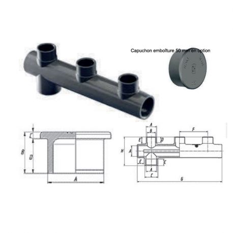 Distributeur 3 voies 50mm 16,93 €