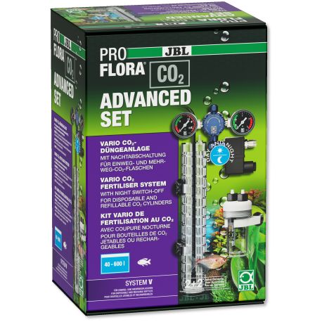 JBL PROFLORA CO2 ADVANCED SET V Kit complet de fertilisation au CO2, avec 2 manomètres et coupure nocturne, SANS BOUTEILLE