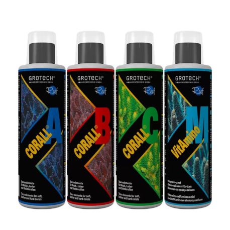 Grotech Coral A+B+C + Vitamino M, lot de 4 bouteilles en 500ml
