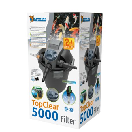 Superfish filtre TopClear 5000 pour bassin de 5.000 litres d'eau avec UVC-7W