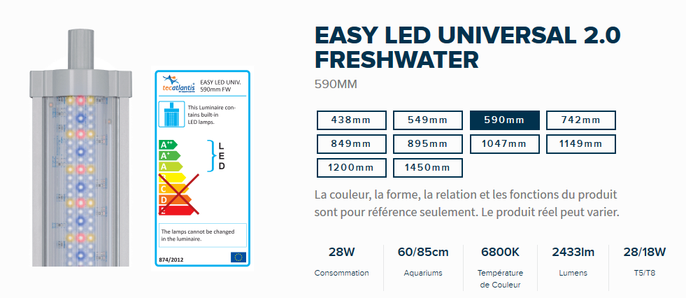 AQUATLANTIS Rampe LED EasyLED Universal 2.0 590mm - aquarium eau douce