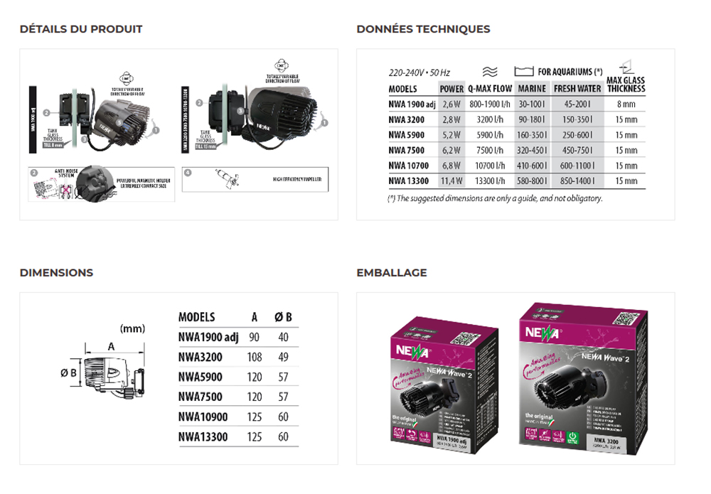 NeWa New-Wave® 2 pompe de brassage pour aquarium (800/1900l/h) 37,70 €